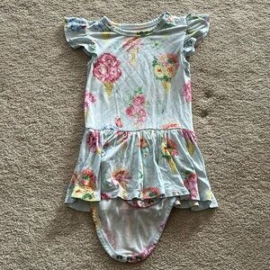 Posh Peanut Camille ruffle cap sleeve twirl dress bodysuit 12-18 months